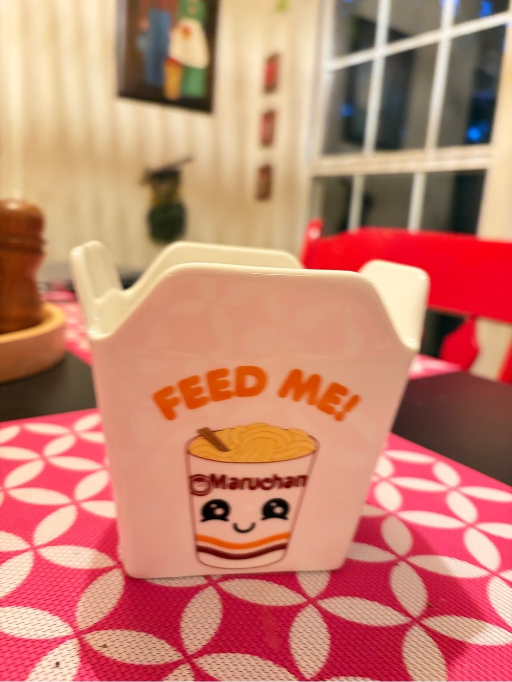 MAD Engine White Ceramic 'Feed Me!' Noodle bowl or vase or catch-all. Like new